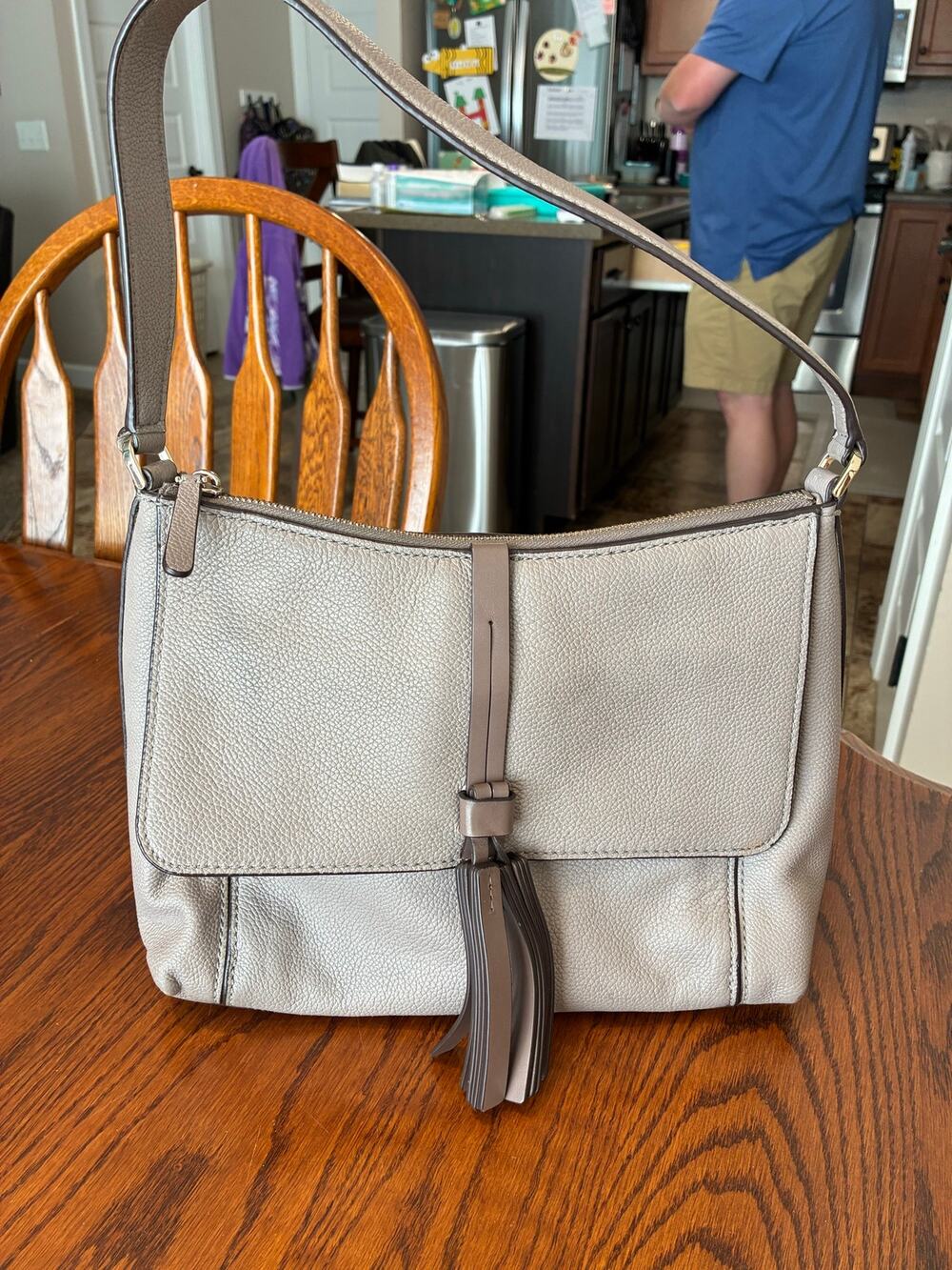 Kate Spade Perkins Street Celena Convertible Shoulder Bag Purse Gray Taupe